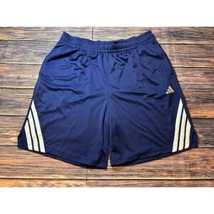 Adidas Basketball Shorts Mens XL Navy Blue 3-Stripes Athletic 9" InseamJN4737